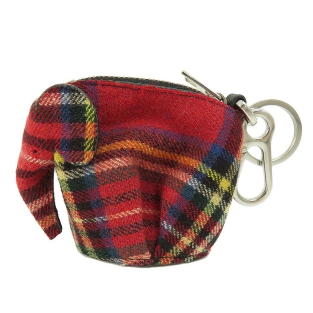 Loewe Elephant Keychain Coin Purse plaid